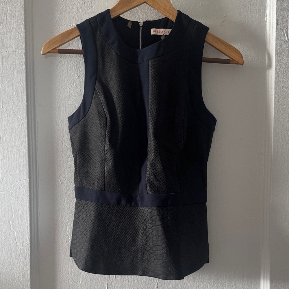 Rebecca Taylor Black Textured Sleeveless Blouse